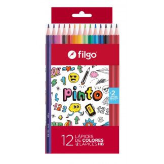 Lapiz Color Largo Filgo Pinto x 12 U. + 2 Lapiz HB